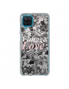 Coque Samsung Galaxy A12 et M12 Vintage Love Noir Flower...
