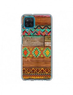 Coque Samsung Galaxy A12 et M12 Indian Wood Bois Azteque...