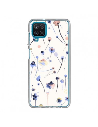 Coque Samsung Galaxy A12 et M12 Blue Soft Flowers - Ninola Design