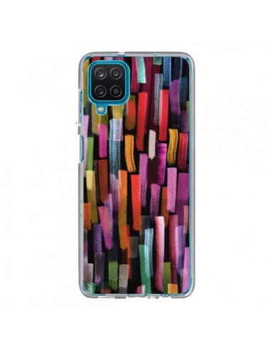Coque Samsung Galaxy A12 et M12 Colorful Brushstrokes Black - Ninola Design
