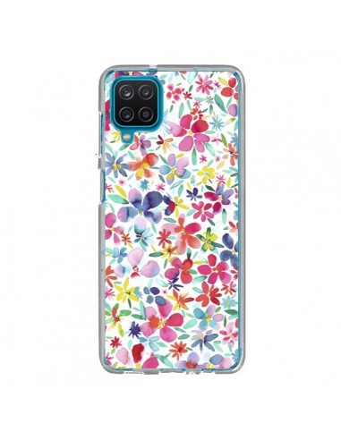 Coque Samsung Galaxy A12 et M12 Colorful Flowers Petals Blue - Ninola Design