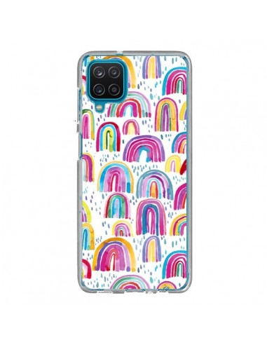 Coque Samsung Galaxy A12 et M12 Cute Watercolor Rainbows - Ninola Design