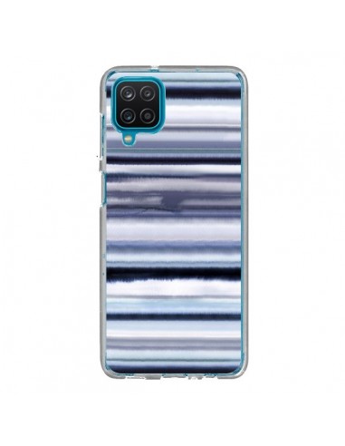 Coque Samsung Galaxy A12 et M12 Degrade Stripes Watercolor Navy - Ninola Design