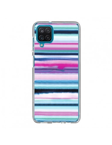Coque Samsung Galaxy A12 et M12 Degrade Stripes Watercolor Pink - Ninola Design