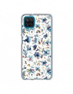 Coque Samsung Galaxy A12 et M12 Watery Hibiscus Blue -...