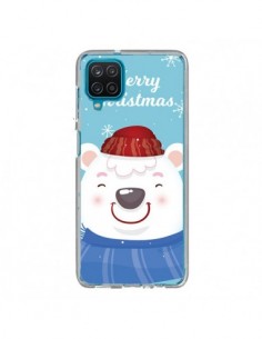 Coque Samsung Galaxy A12 et M12 Ours Blanc de Noël Merry...
