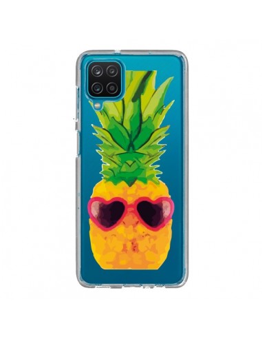 Coque Samsung Galaxy A12 et M12 Ananas Lunette en Cœur transparente