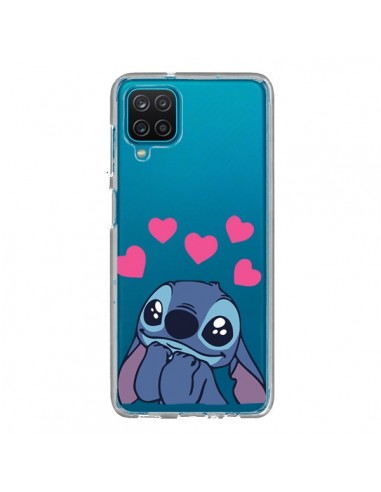 Coque Samsung Galaxy A12 et M12 Stitch de Lilo et Stitch in love en coeur transparente
