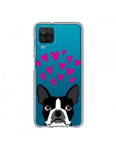 Coque Samsung Galaxy A12 et M12 Boston Terrier Coeurs Chien Transparente - Pet Friendly