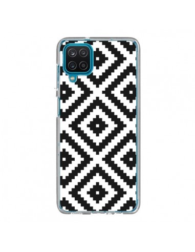 Coque Samsung Galaxy A12 et M12 Diamond Chevron Black and White - Pura Vida