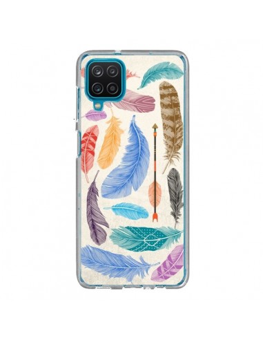 Coque Samsung Galaxy A12 et M12 Feather Plumes Multicolores - Rachel Caldwell