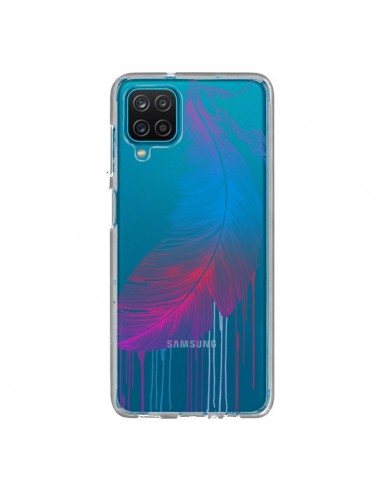 Coque Samsung Galaxy A12 et M12 Plume Feather Arc en Ciel Transparente - Rachel Caldwell