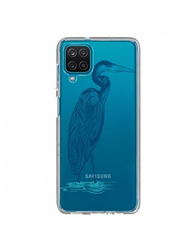 Coque Samsung Galaxy A12 et M12 Heron Blue Oiseau Transparente - Rachel Caldwell