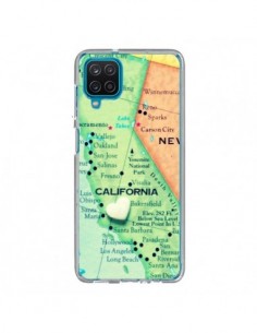 Coque Samsung Galaxy A12 et M12 Carte Map Californie - R...