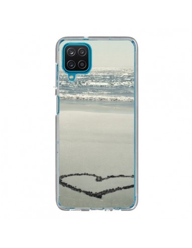Coque Samsung Galaxy A12 et M12 Coeoeur Plage Beach Mer Sea Love Sable Sand - R Delean