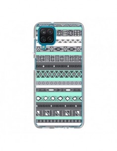 Coque Samsung Galaxy A12 et M12 Azteque Aztec Bleu Pastel...