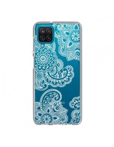 Coque Samsung Galaxy A12 et M12 Lacey Paisley Mandala Blanc Fleur Transparente - Sylvia Cook