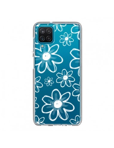 Coque Samsung Galaxy A12 et M12 Mandala Blanc White Flower Transparente - Sylvia Cook