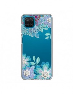 Coque Samsung Galaxy A12 et M12 Winter Flower Bleu,...