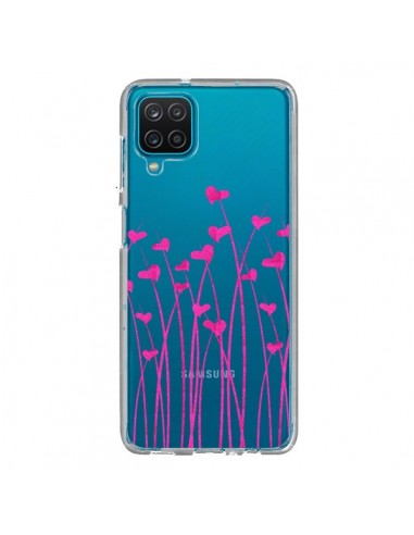 Coque Samsung Galaxy A12 et M12 Love in Pink Amour Rose Fleur Transparente - Sylvia Cook