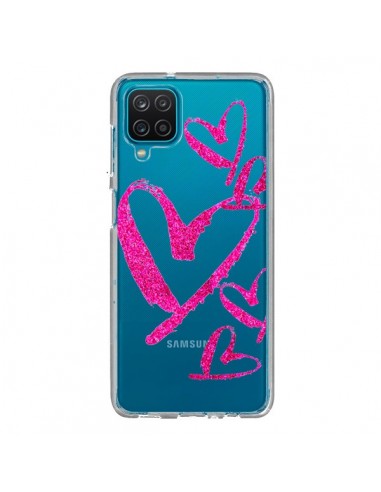 Coque Samsung Galaxy A12 et M12 Pink Heart Coeur Rose Transparente - Sylvia Cook
