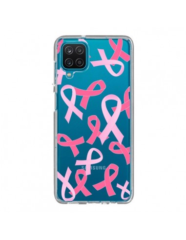 Coque Samsung Galaxy A12 et M12 Pink Ribbons Ruban Rose Transparente - Sylvia Cook