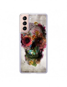 Coque Samsung Galaxy S21 5G Skull Flower Tête de Mort -...