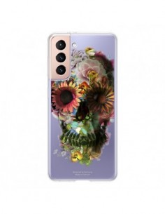 Coque Samsung Galaxy S21 5G Skull Flower Tête de Mort...