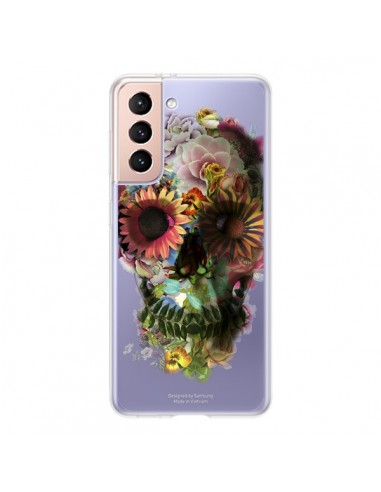 Coque Samsung Galaxy S21 5G Skull Flower Tête de Mort Transparente - Ali Gulec