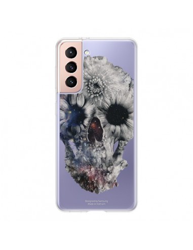 Coque Samsung Galaxy S21 5G Floral Skull Tête de Mort Transparente - Ali Gulec