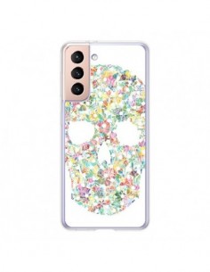 Coque Samsung Galaxy S21 5G Flower Skull Tête de Mort -...