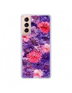 Coque Samsung Galaxy S21 5G Fleurs Violettes Flower Storm...
