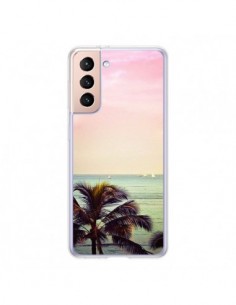 Coque Samsung Galaxy S21 5G Sunset Palmier Palmtree -...