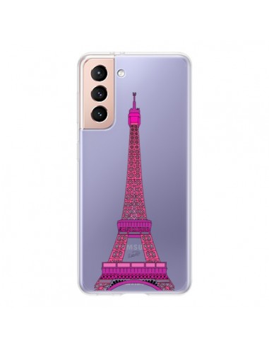 Coque Samsung Galaxy S21 5G Tour Eiffel Rose Paris Transparente - Asano Yamazaki