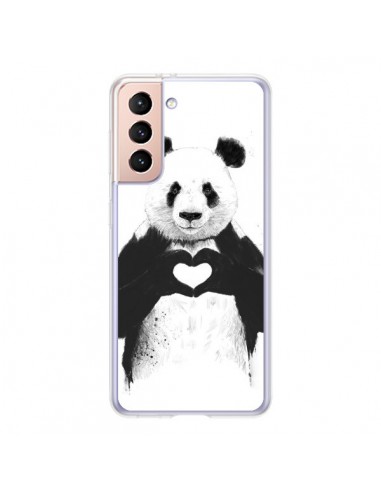 Coque Samsung Galaxy S21 5G Panda Amour All you need is love - Balazs Solti