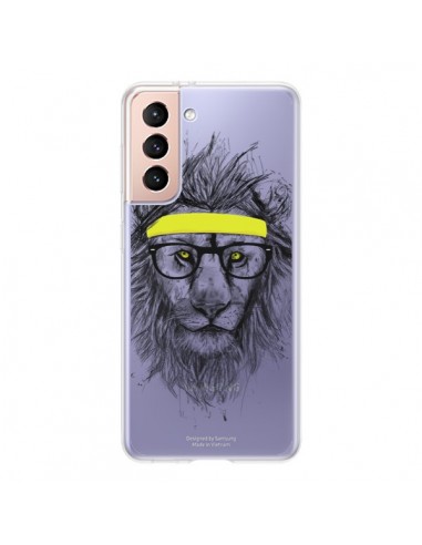 Coque Samsung Galaxy S21 5G Hipster Lion Transparente - Balazs Solti