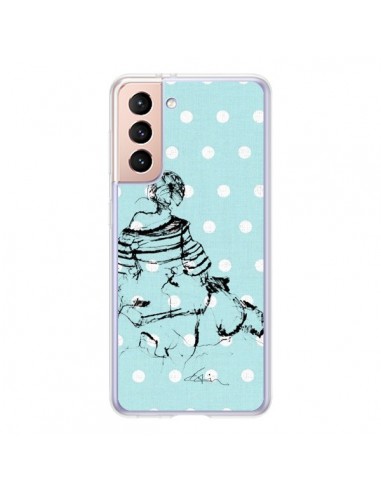 Coque Samsung Galaxy S21 5G Croquis Pois Femme Fashion Mode - Cécile