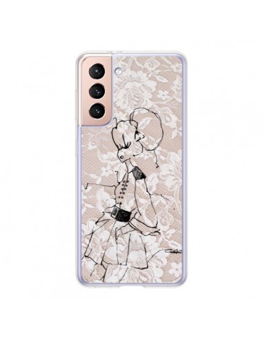 Coque Samsung Galaxy S21 5G Croquis Dentelle Femme Fashion Mode - Cécile