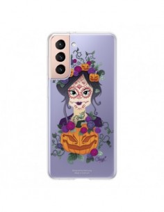 Coque Samsung Galaxy S21 5G Femme Closed Eyes Santa...