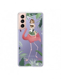 Coque Samsung Galaxy S21 5G Lolo Love Flamant Rose Chien...