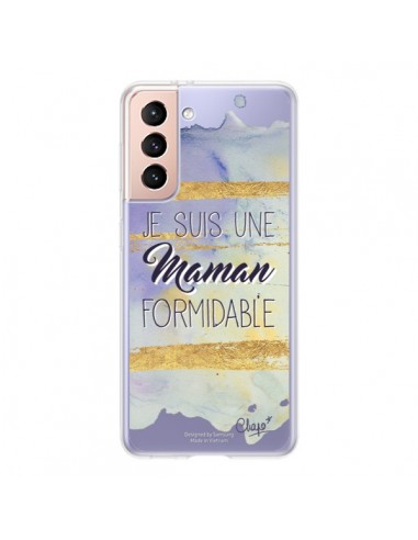 Coque Samsung Galaxy S21 5G Je suis une Maman Formidable Violet Transparente - Chapo