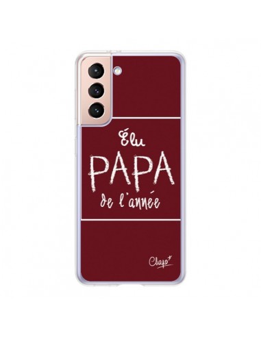 Coque Samsung Galaxy S21 5G Elu Papa de l'Année Rouge Bordeaux - Chapo