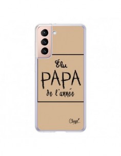 Coque Samsung Galaxy S21 5G Elu Papa de l'Année Beige -...