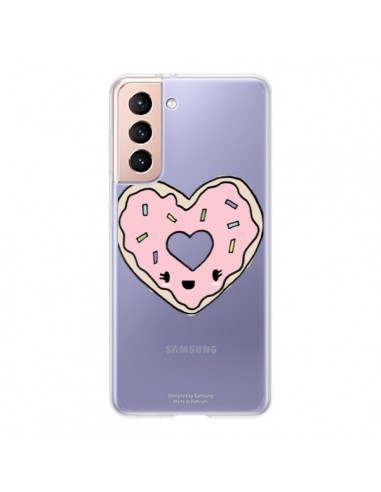 Coque Samsung Galaxy S21 5G Donuts Heart Coeur Rose Transparente - Claudia Ramos
