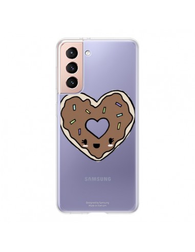 Coque Samsung Galaxy S21 5G Donuts Heart Coeur Chocolat Transparente - Claudia Ramos