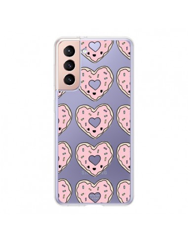 Coque Samsung Galaxy S21 5G Donuts Heart Coeur Rose Pink Transparente - Claudia Ramos