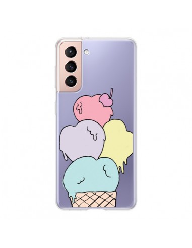 Coque Samsung Galaxy S21 5G Ice Cream Glace Summer Ete Coeur Transparente - Claudia Ramos
