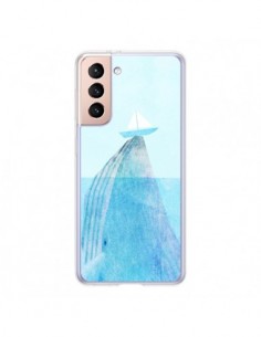 Coque Samsung Galaxy S21 5G Baleine Whale Bateau Mer -...