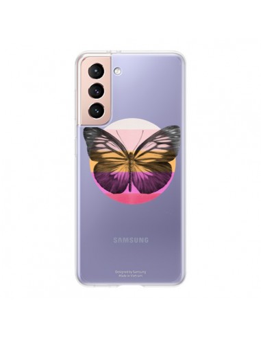 Coque Samsung Galaxy S21 5G Papillon Butterfly Transparente - Eric Fan