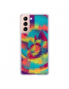 Coque Samsung Galaxy S21 5G Spirale de Couleurs Rouge...